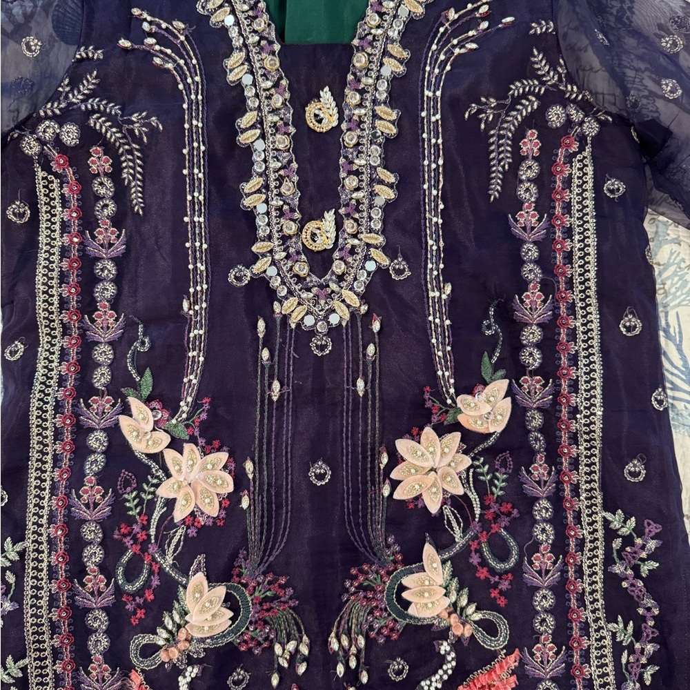 Embroidered Purple Tunic with Floral Design